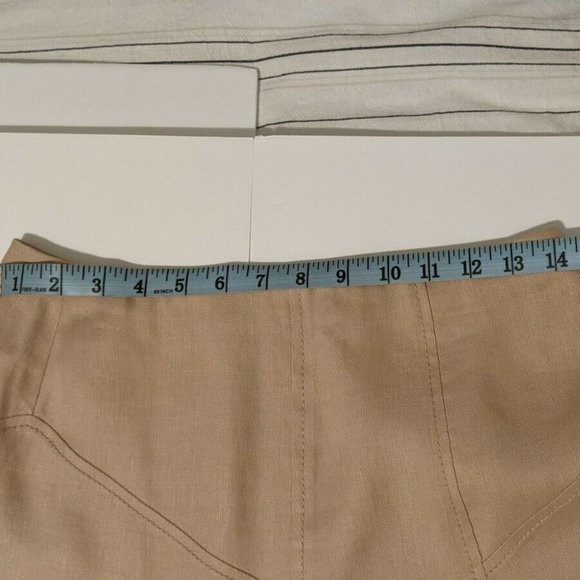 Valentino Light Beige Tan Linen Flowy Skirt Sz 4 / Small - Picture 7 of 8